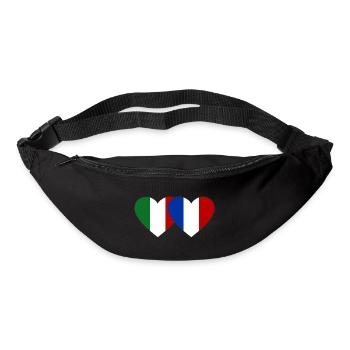 Italie France Drapeau Coeur - Sac banane - noir - Devant