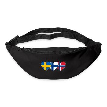 Suède Finlande Norvège Drapeau Cœur - Sac banane - noir - Devant