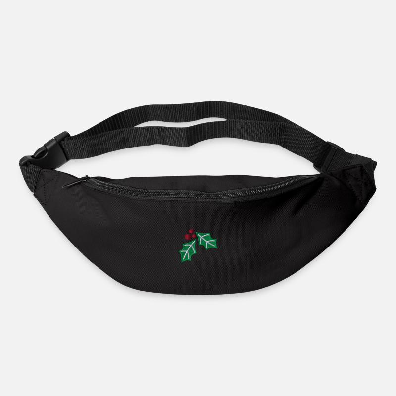 Cerisier cornaline brodé - Sac banane - noir