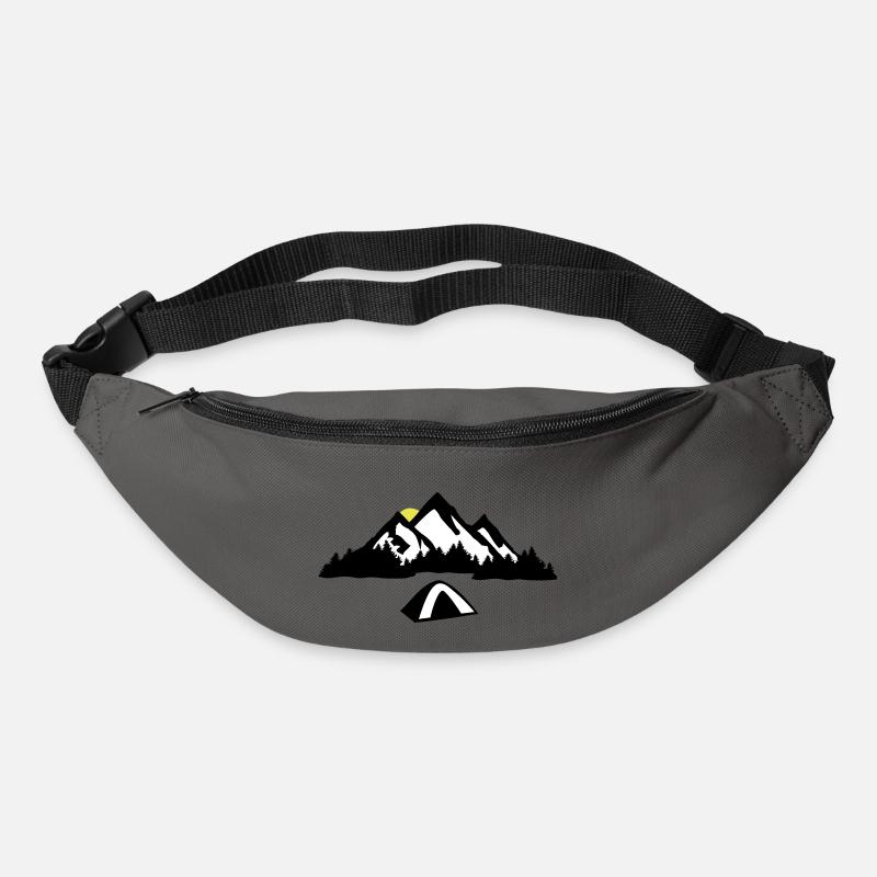 Camping, Berge und Wald - Gürteltasche - Graphite