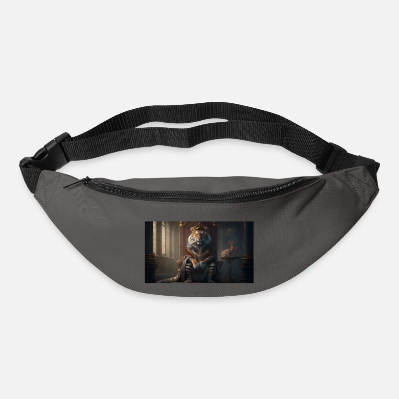 Tiger sitzt auf einem Thron, generative KI - Gürteltasche - Graphite