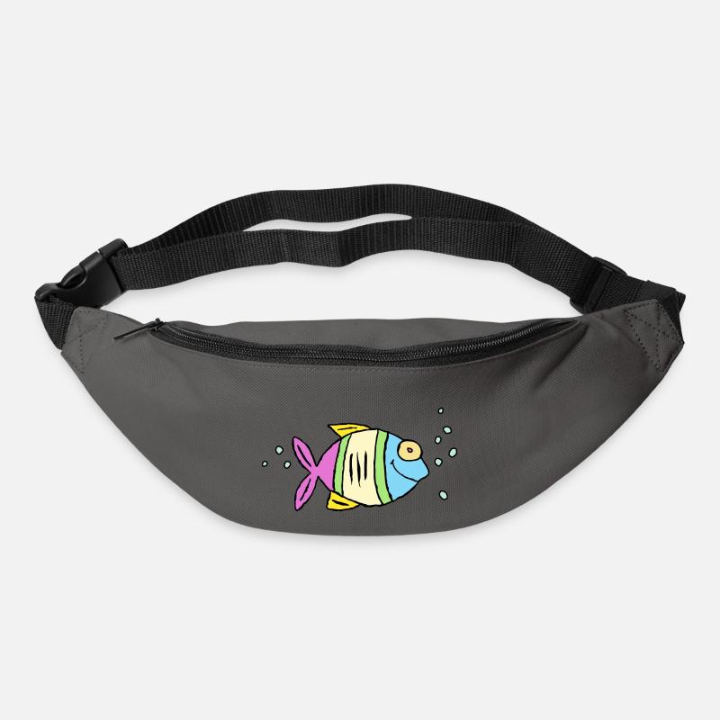 Poisson Cichlide Eau Mer Graffiti Dessin - Sac banane - gris graphite