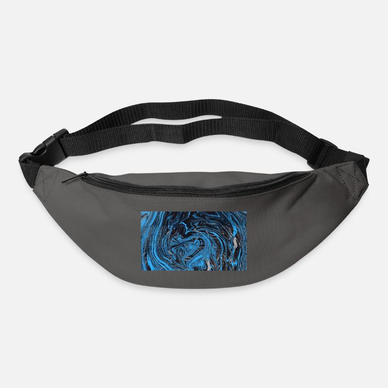 Blau Schwarz Marmorfluss - Gürteltasche - Graphite