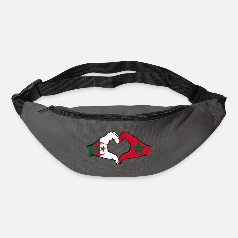 Algérie Maroc Drapeau Mains Coeur Forme Utilisé - Sac banane - gris graphite