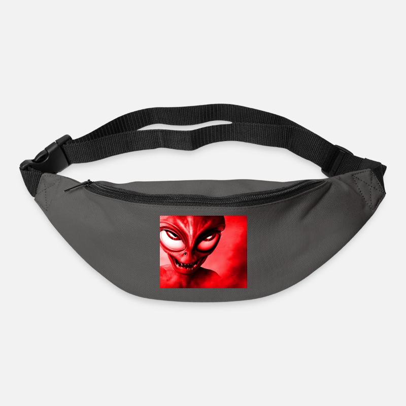 Alien with Sharp Teeth Design - Red - Bum bag - graphite grey
