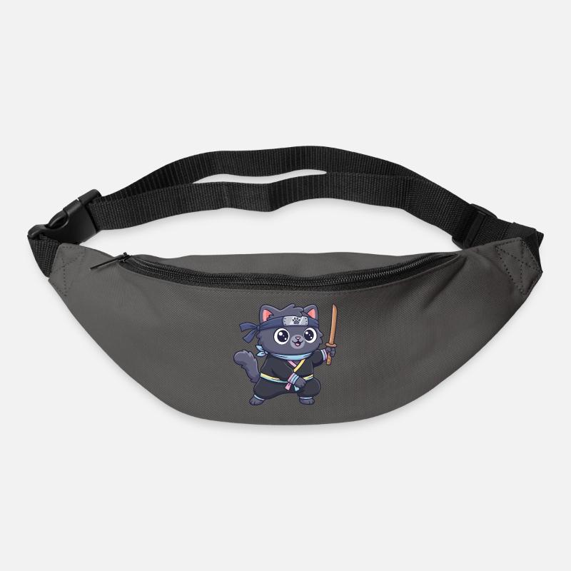 Ninja-Katze im Samurai-Outfit - Gürteltasche - Graphite