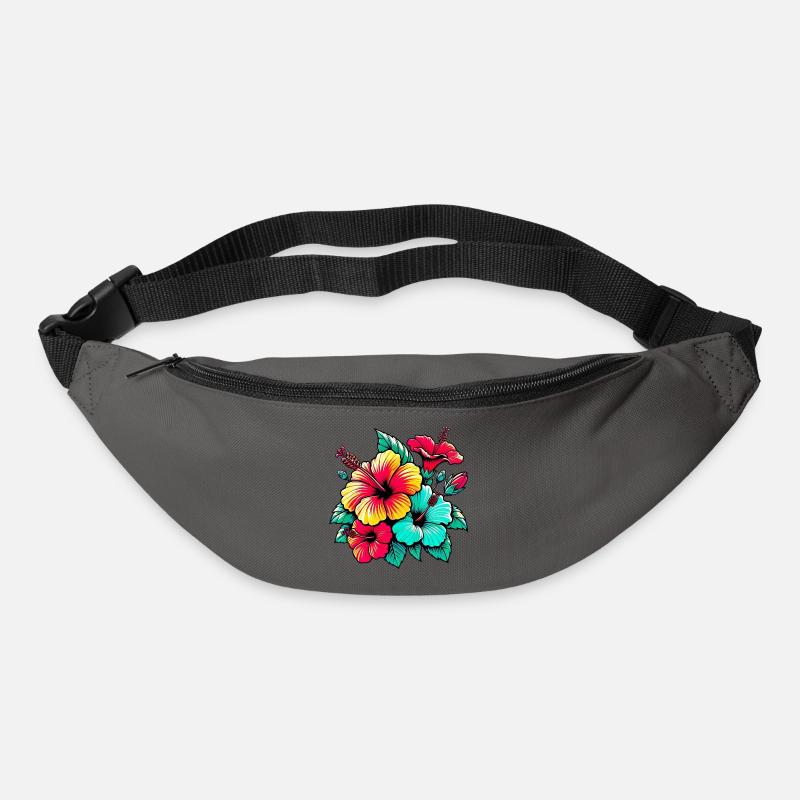 Fleurs d’hibiscus - Sac banane - gris graphite
