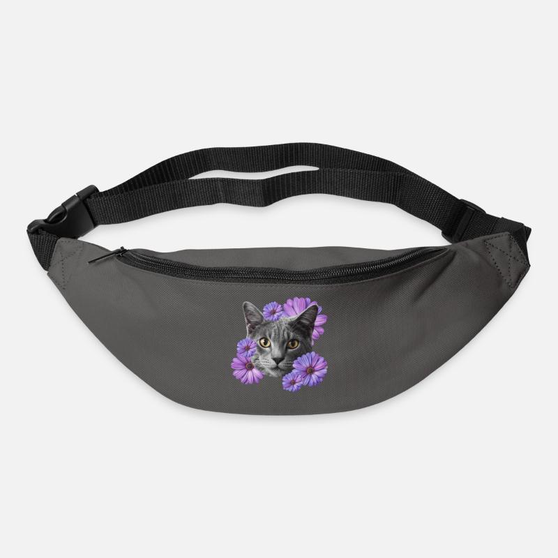 katze mit blumen - Gürteltasche - Graphite