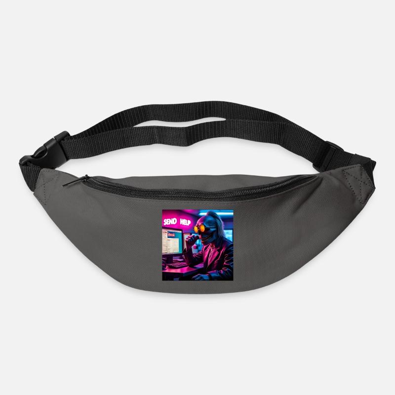 Cyberpunk Neon Skull Hacker Send Help Design - Bum bag - graphite grey