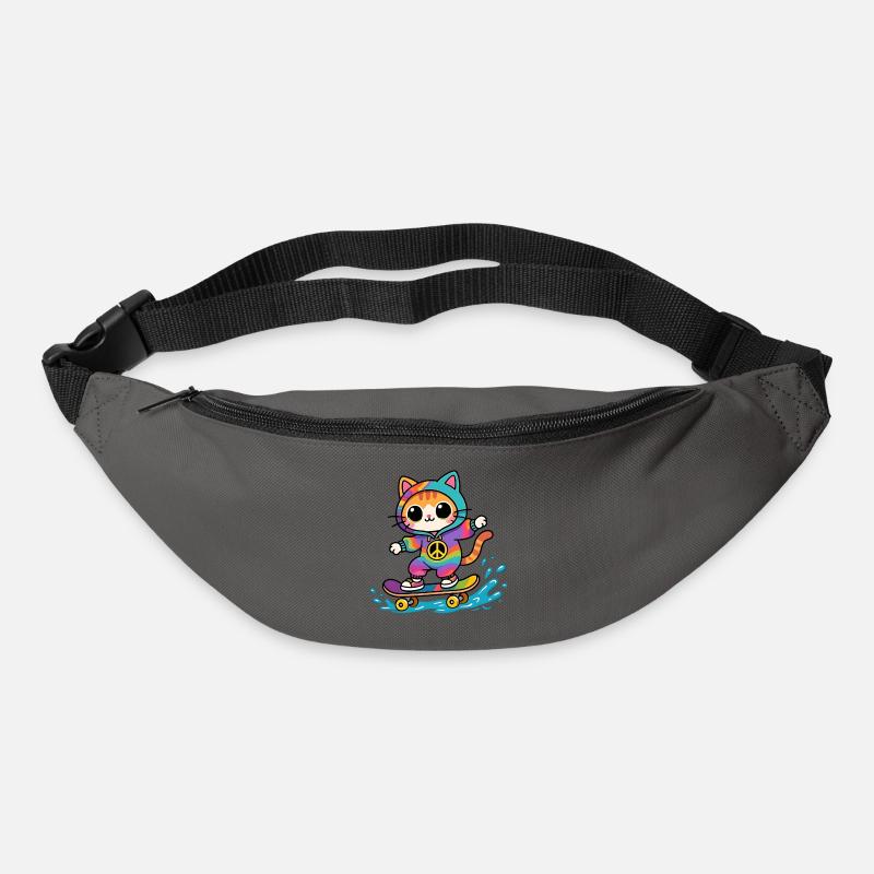 Chat multicolore skateboard - Sac banane - gris graphite