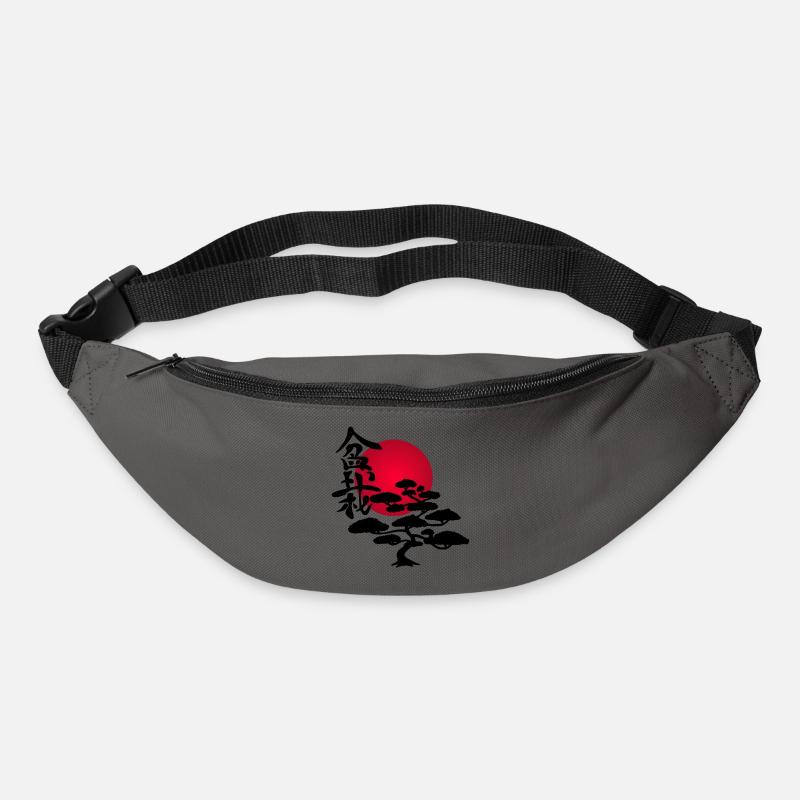 Black tree and red sun - Bum bag - graphite grey