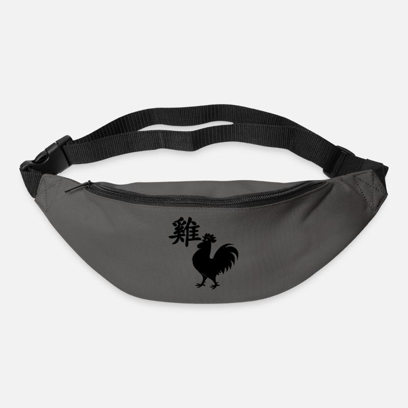 Coq de caractère chinois avec image de coq - Sac banane - gris graphite
