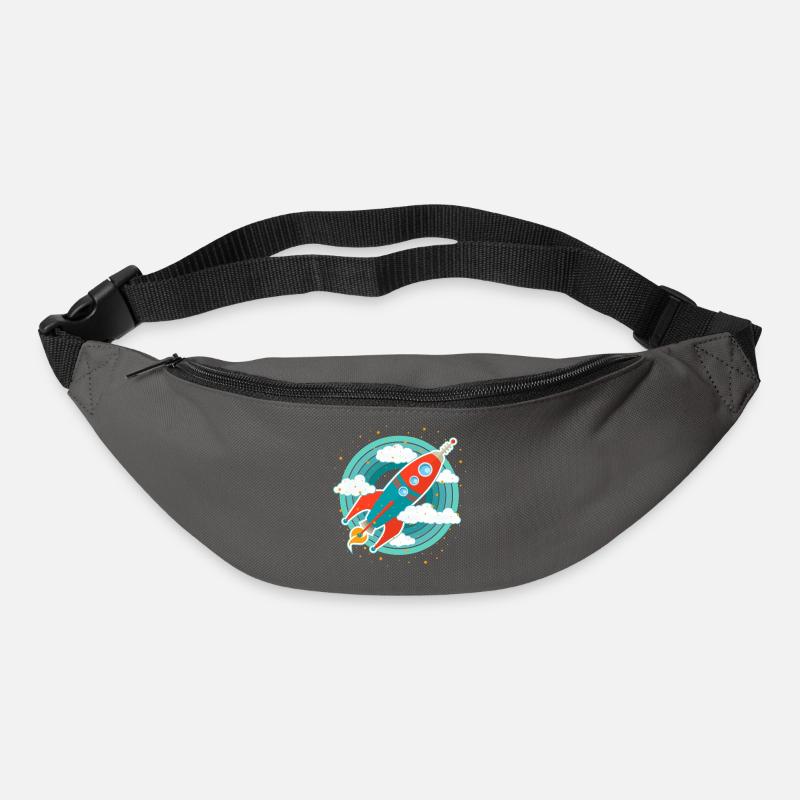 Retro Rakete (Kreise) - Gürteltasche - Graphite