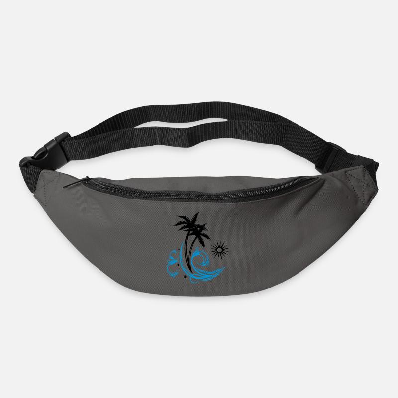 Palm trees with wave and sun, vacation, surf - Bum bag - graphite grey