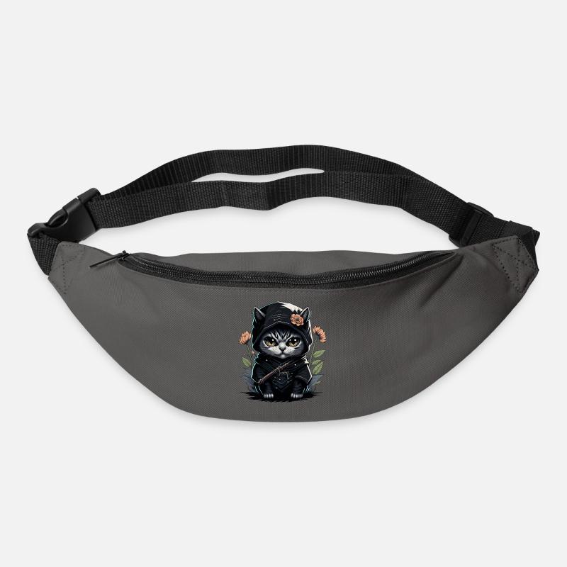 Le chat ninja : un combattant invincible - Sac banane - gris graphite