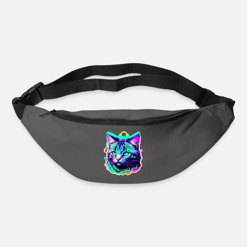 chat coloré - Sac banane - gris graphite