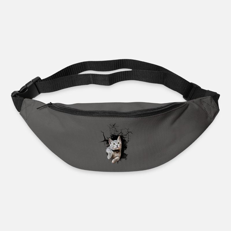 Cute Cat In The Broken Wall - Bum bag - graphite grey