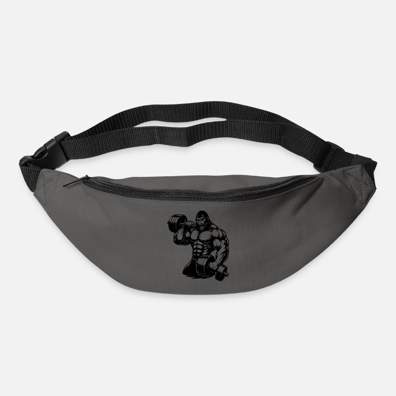 Muscular gorilla doing bodybuilding - Bum bag - graphite grey