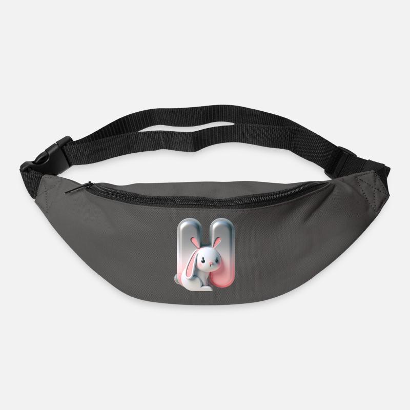 Lapin mignon à côté de la lettre H - Sac banane - gris graphite