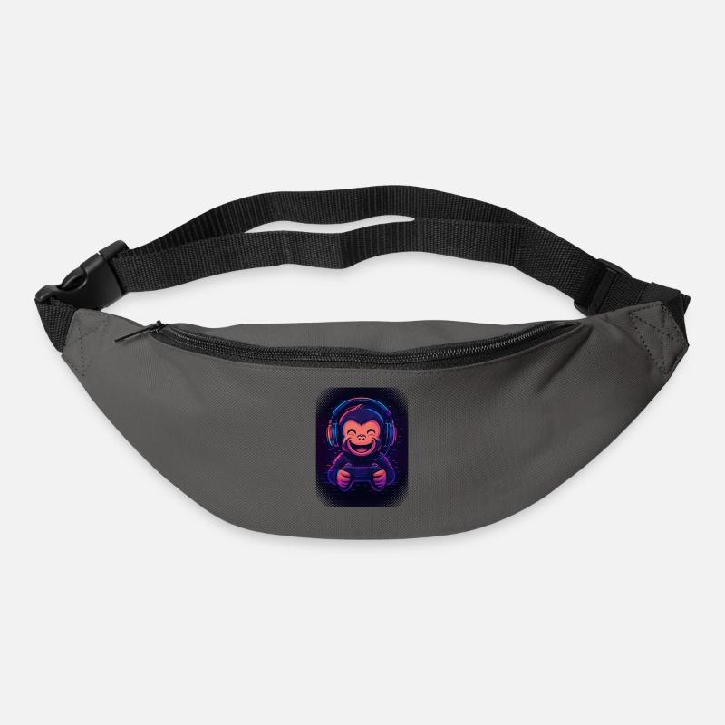 Cooler Affe mit Kopfhörern, Brille und Gamepad - Gürteltasche - Graphite