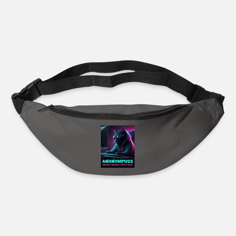 Anonympuss Chat Hacker Drôle Image Chat Mème - Sac banane - gris graphite