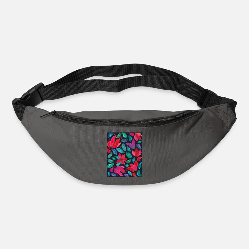 Lebendige Blumen auf dunklem Hintergrund - Gürteltasche - Graphite