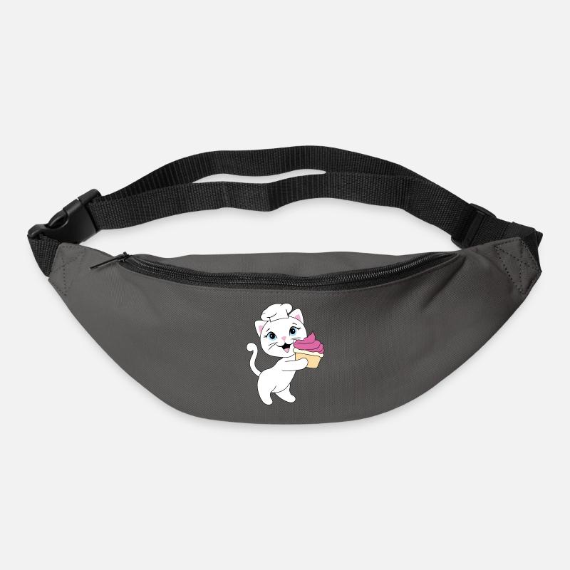 Cute white cat carries a cupcake - Bum bag - graphite grey