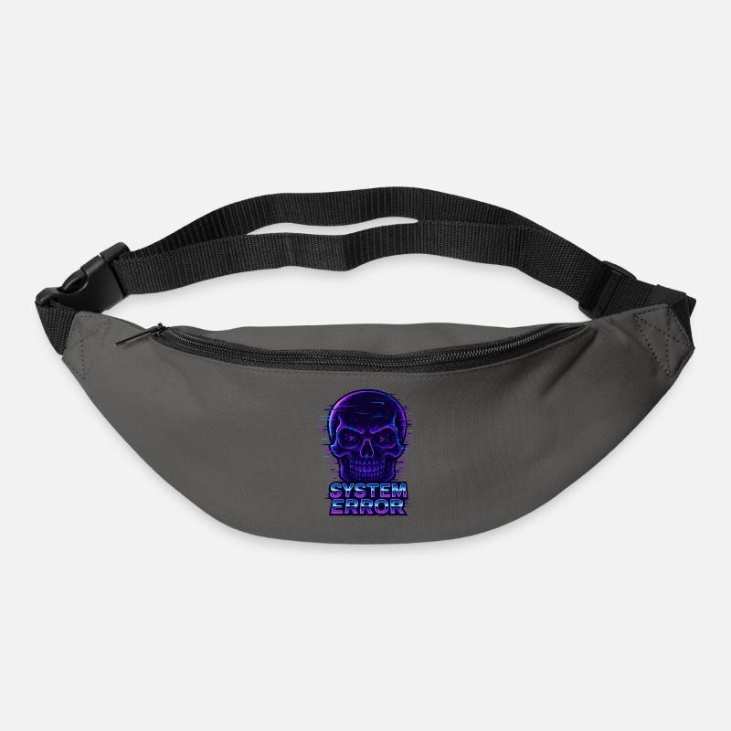 Neon Glitch Schädel mit Systemfehlertext - Gürteltasche - Graphite