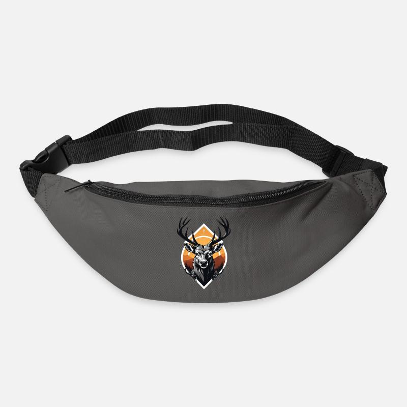 Majestätischer Hirschkopf mit großem Geweih - Gürteltasche - Graphite