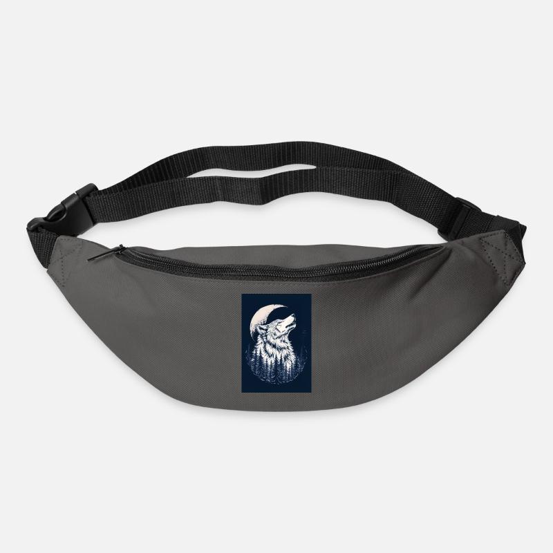 Wolf & Moon – Mystical Forest Design in Blue - Bum bag - graphite grey