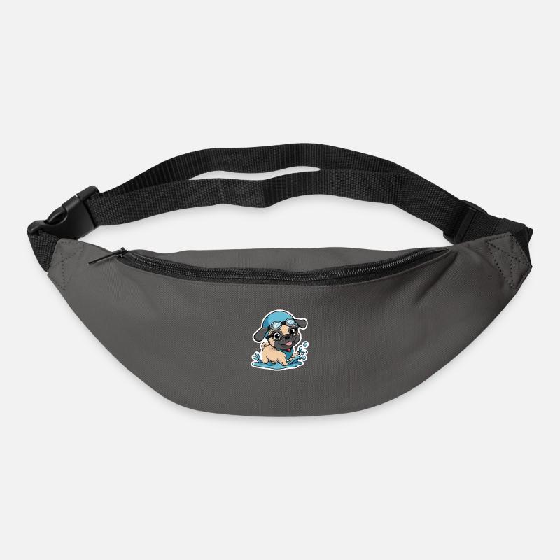 Baignade dans un carlin : Amusez-vous avec un chiot ! - Sac banane - gris graphite