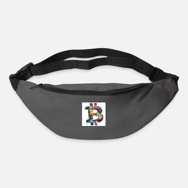 BTC Logo bunt Bitcoin kunst farbe Crypto - Gürteltasche - Graphite