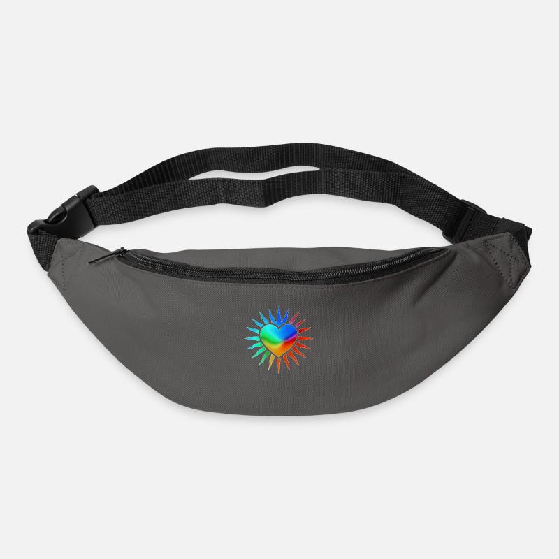 Regenbogenherz mit Sonnenstrahlen - Gürteltasche - Graphite