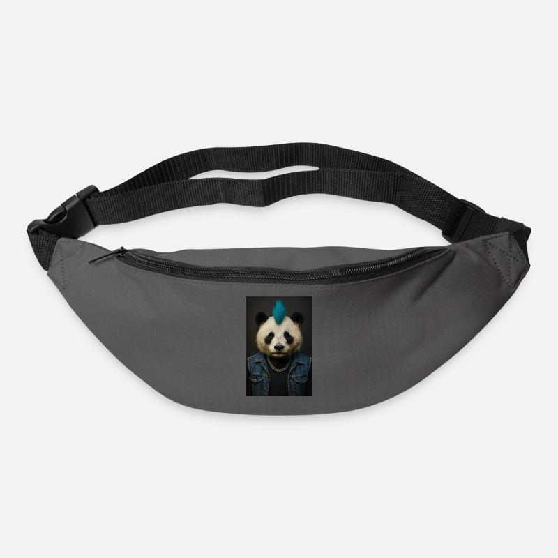 Panda Punk avec Mohawk bleu - Sac banane - gris graphite