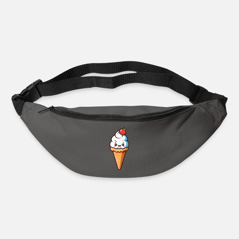 Cône crème Eis de dessin animé mignon avec un visage souriant - Sac banane - gris graphite