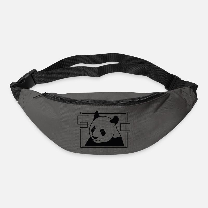 Panda en forme géométrique - Conception d’art au trait - Sac banane - gris graphite