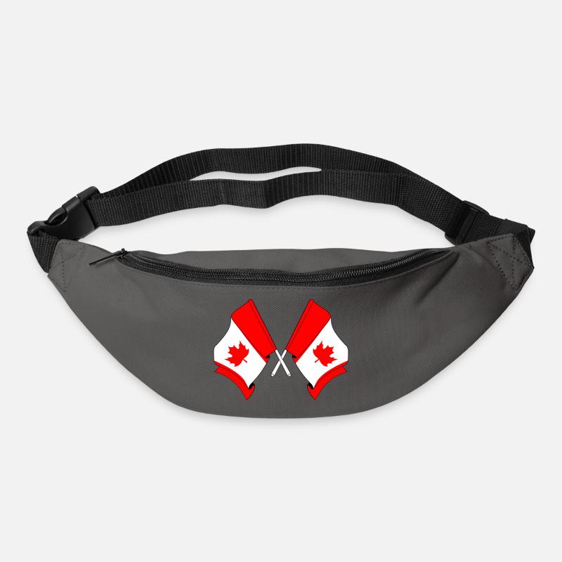 Drapeaux du Canada croisés - Sac banane - gris graphite