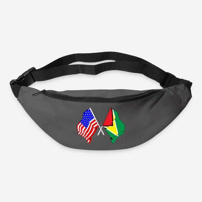 Drapeau des États-Unis et drapeau de la Guyane - Sac banane - gris graphite