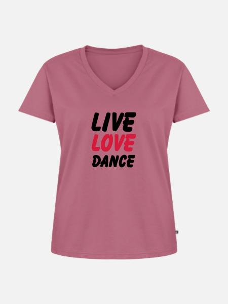 live love dance - Frauen Premium Bio T-Shirt mit V-Ausschnitt - Mauve