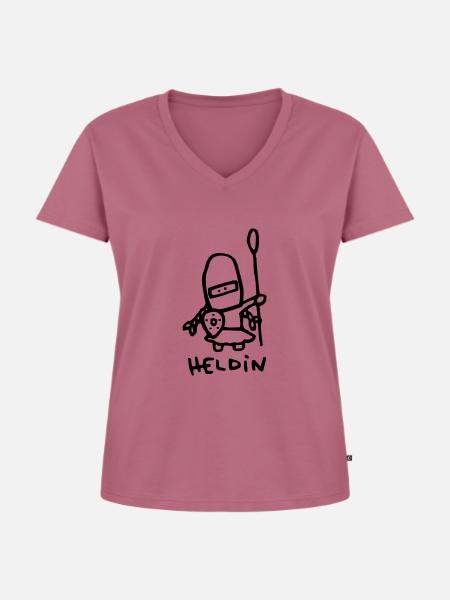 heldin - Frauen Premium Bio T-Shirt mit V-Ausschnitt - Mauve
