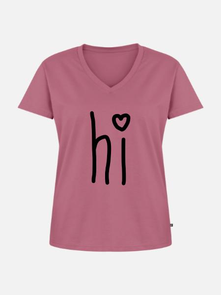hi ♥ - Frauen Premium Bio T-Shirt mit V-Ausschnitt - Mauve