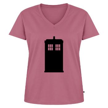 Police box - Frauen Premium Bio T-Shirt mit V-Ausschnitt - Mauve - Vorne - AI Model Female 172 dark (172cm)