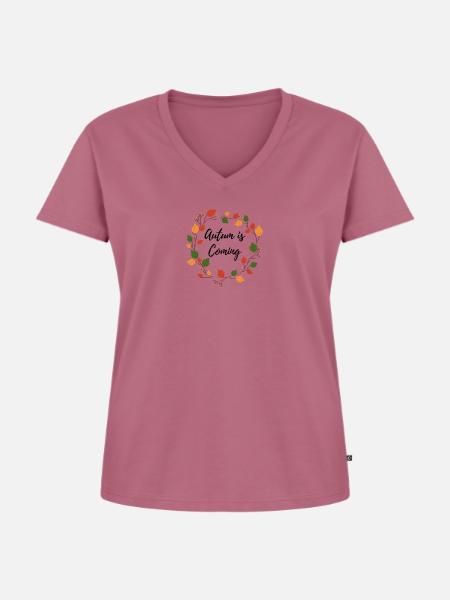 Autum is Coming - Frauen Premium Bio T-Shirt mit V-Ausschnitt - Mauve