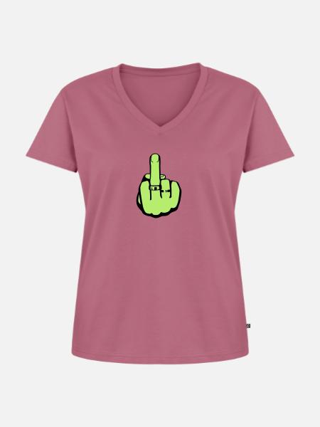 Finger Frauen - Frauen Premium Bio T-Shirt mit V-Ausschnitt - Mauve