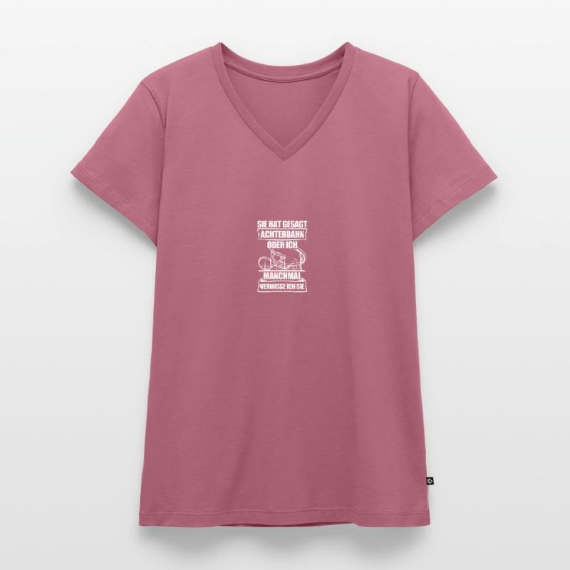 Achterbahn oder ich Freizeitpark Rollercoaster Frauen Premium Bio T-Shirt mit V-Ausschnitt