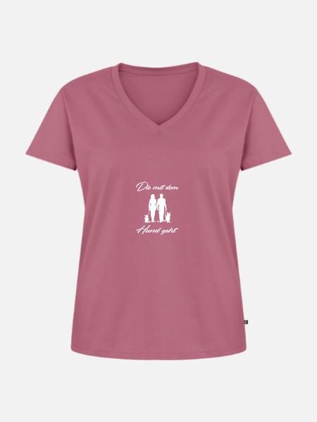 Hund - Frauen Premium Bio T-Shirt mit V-Ausschnitt - Mauve