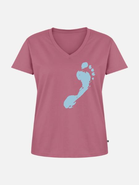 Fußabdruck - Frauen Premium Bio T-Shirt mit V-Ausschnitt - Mauve