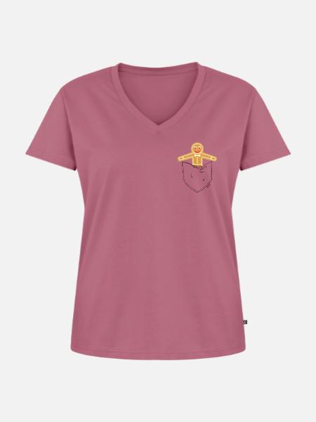 Lebkuchenmann - Frauen Premium Bio T-Shirt mit V-Ausschnitt - Mauve