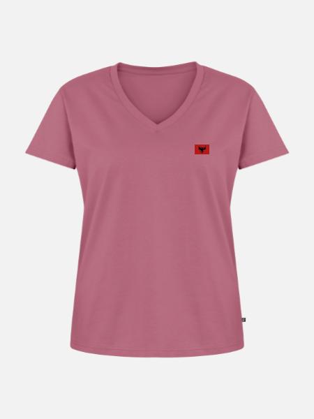 Shqiponja croped 1 - Frauen Premium Bio T-Shirt mit V-Ausschnitt - Mauve
