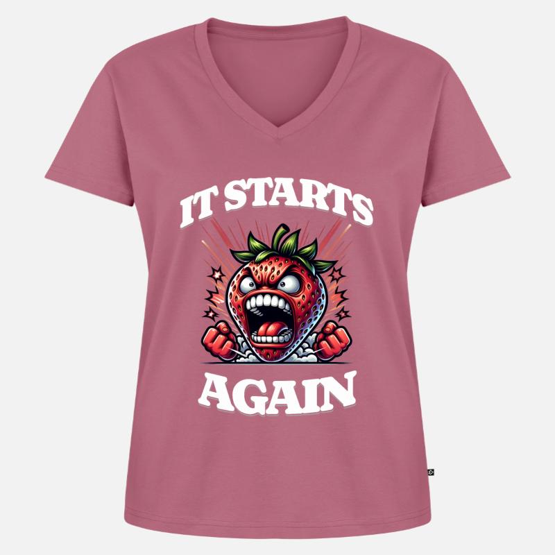 It Starts Again - Periode, Menstruation, - Frauen Premium Bio T-Shirt mit V-Ausschnitt - Mauve
